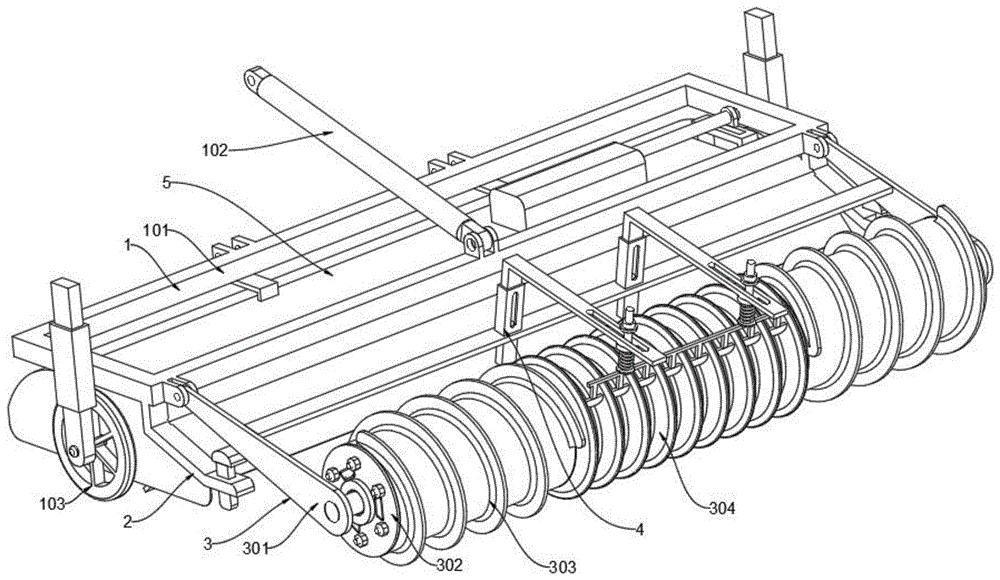 一種秸稈還田大壟雙行可調節(jié)鎮(zhèn)壓器